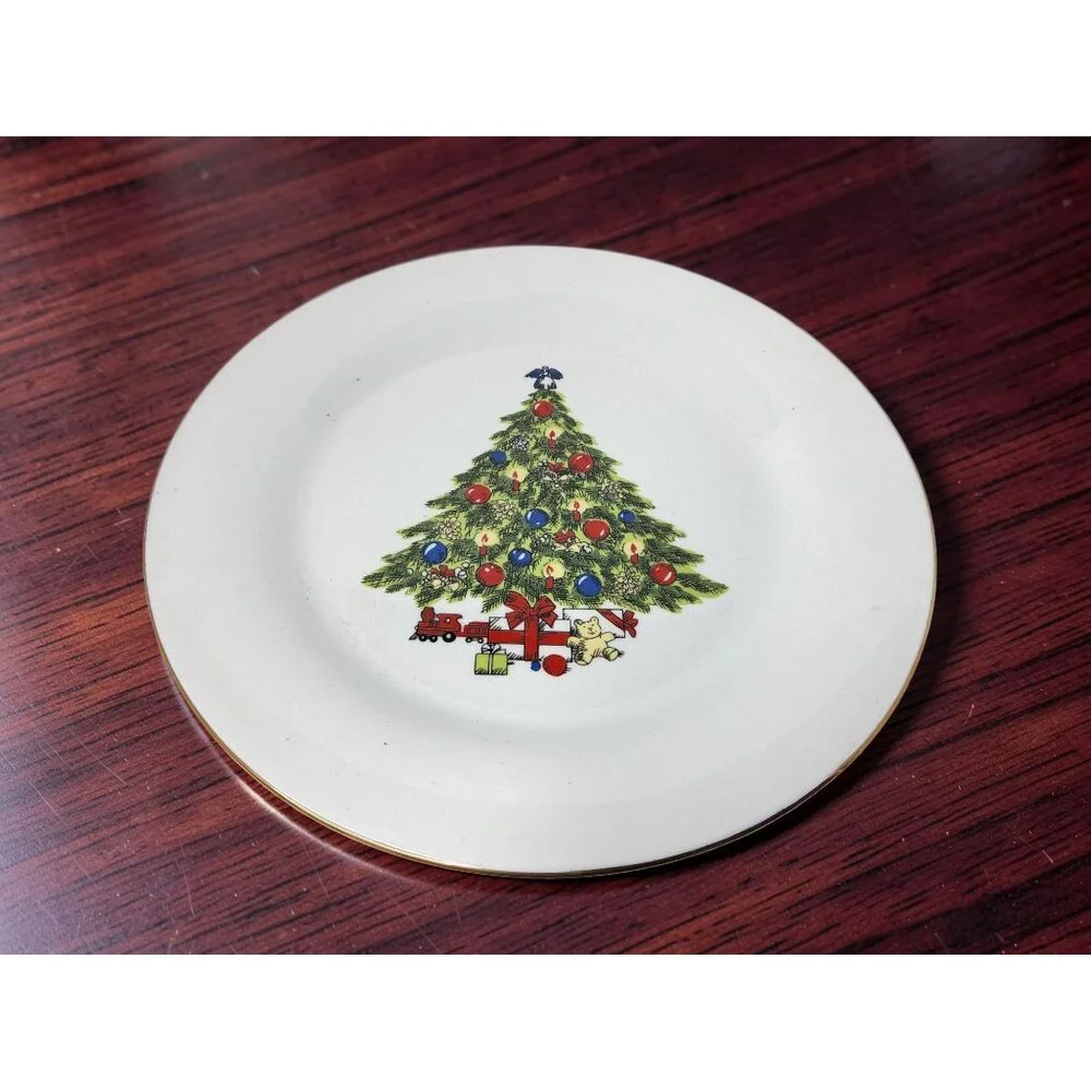 Vintage Sea Gull Fine China Christmas Tree Gold Rim 10.5"" Dinner Plate - Picture 4 of 8